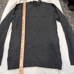 VTG DKNY Jeans Ribbed Knit Sweater L Off Grey 100% Cotton Japan Preppy Warm EUC